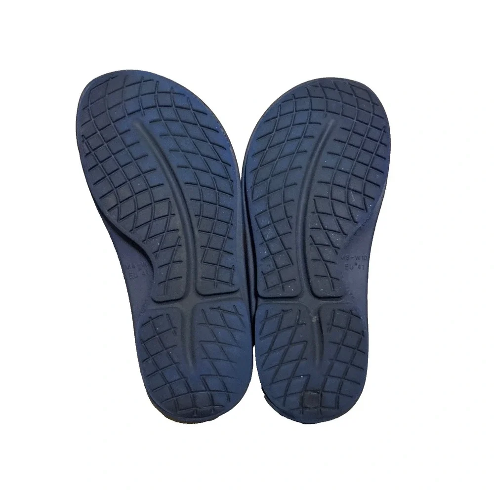 Oofos OOahh Sport Slide Sandal Navy Blue Slate Slip On Comfort Shoes Sz M8 W10